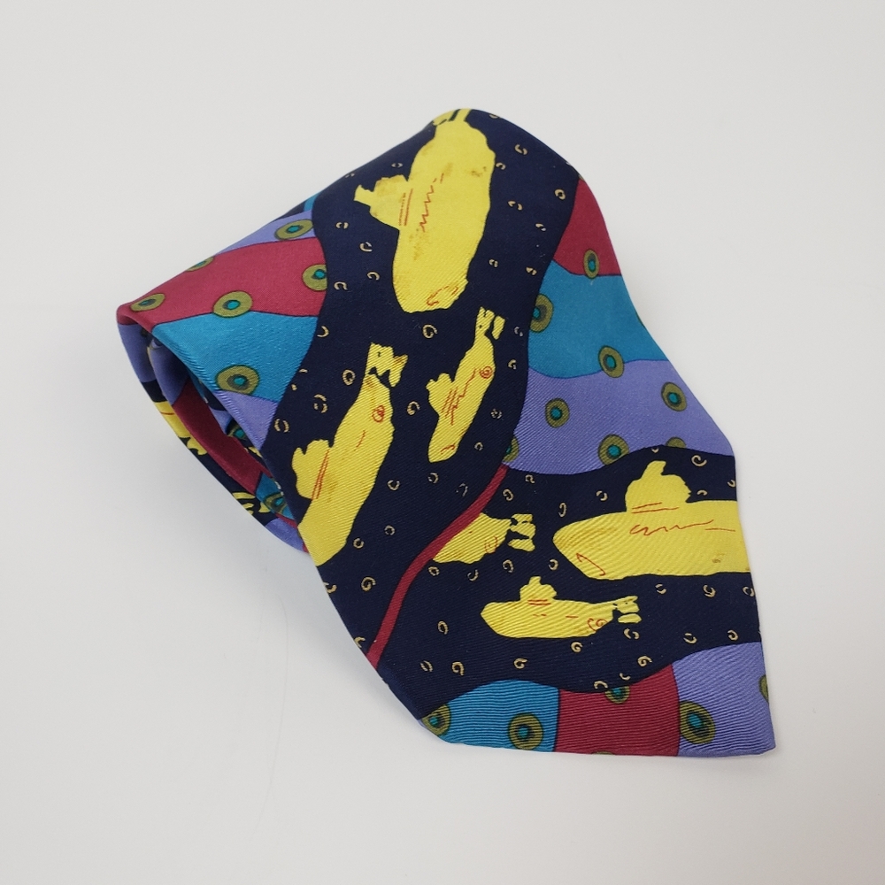 Vintage 90's Yellow Submarine by The Beatles All Over Print Silk Tie